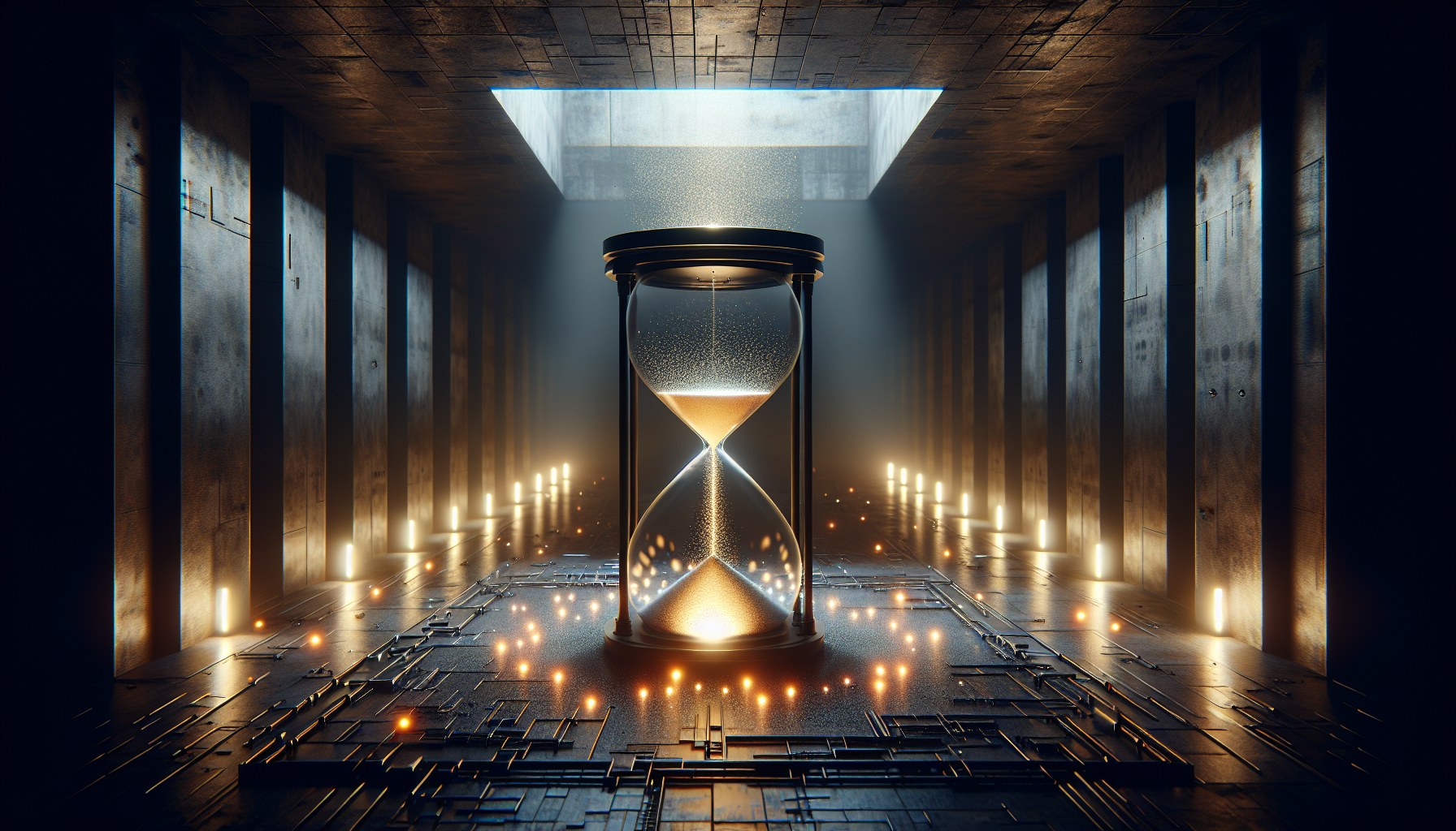 Create a dramatic photorealistic illustration, reminiscent of a Stanley Kubrick still or an art-house film poster, but w