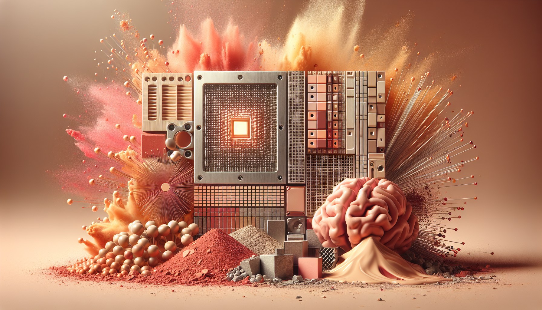 Create an abstract image that captures the essence of a warm and optimistic mood with a color palette that includes ochr