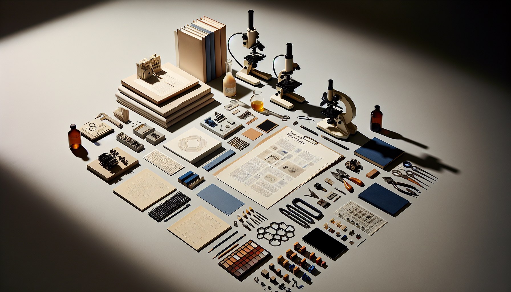Create an image that adopts a still life studio style, with a clean neutral surface reminiscent of a magazine prop shoot