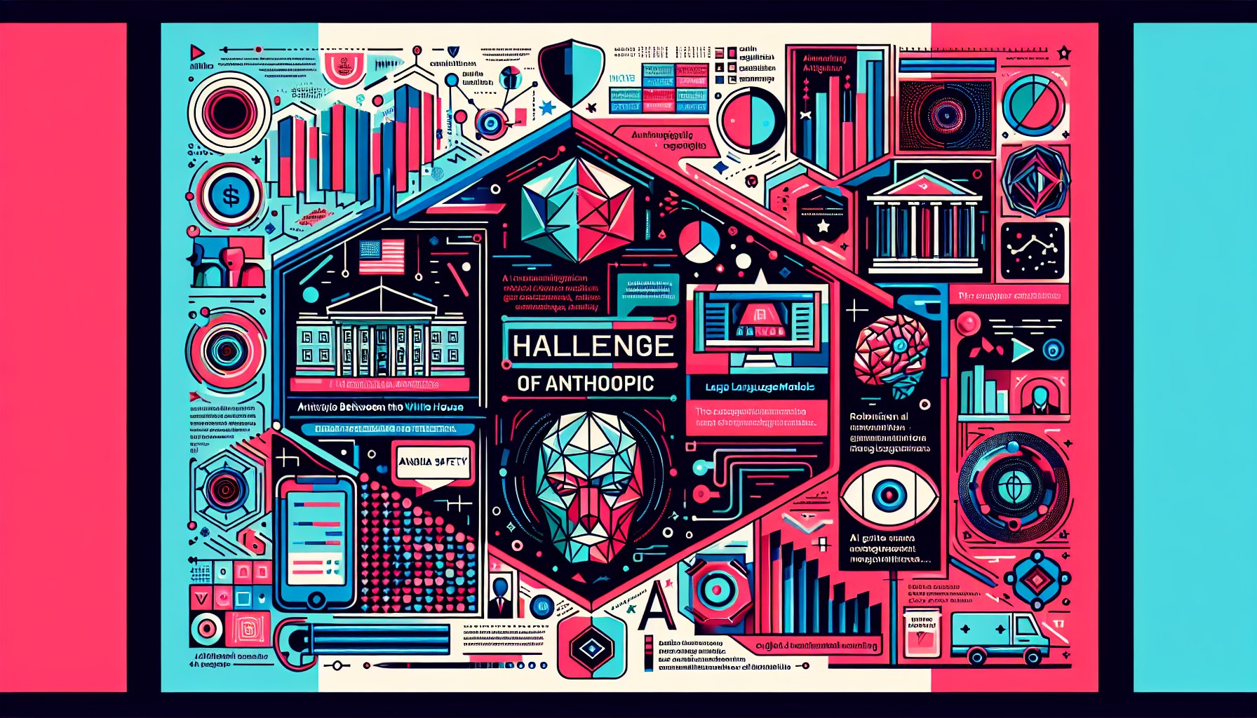 Create a clean, line work editorial infographic with strong, saturated, pop-art colours depicting the challenge between 