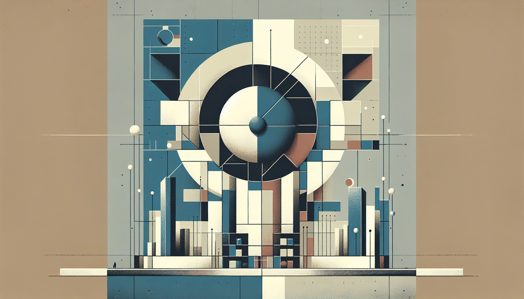 Create an image illustrating the concept of stability and evolution in enterprise AI technology, in a minimalist geometr
