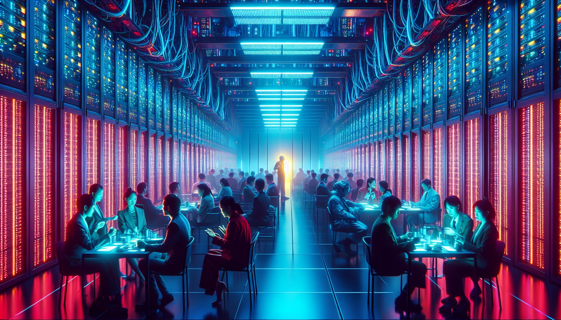 Create a cinematic 16:9 editorial composition for an article header with bold saturated colors and a slight grain, embod