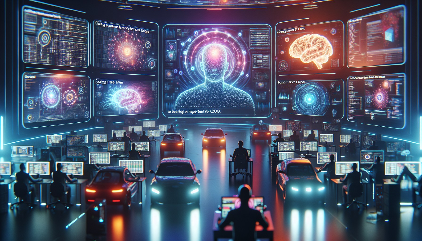 Cinematic and photorealistic image in a 16:9 composition, capturing the imbalance between coding time and data time in a